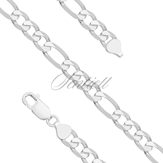Silver (925) diamond-cut bracelet - figaro extra flat Ø 180