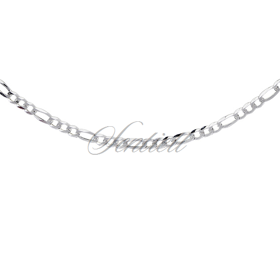 Silver (925) diamond-cut chain - figaro extra flat Ø 080 rhodium-plated