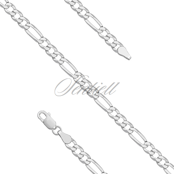 Silver (925) diamond-cut chain - figaro extra flat Ø 100 rhodium-plated