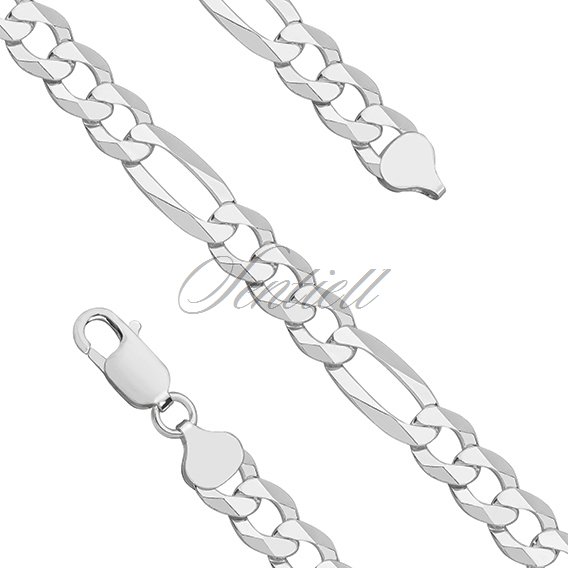 Silver (925) diamond-cut chain - figaro extra flat Ø 200 rhodium-plated