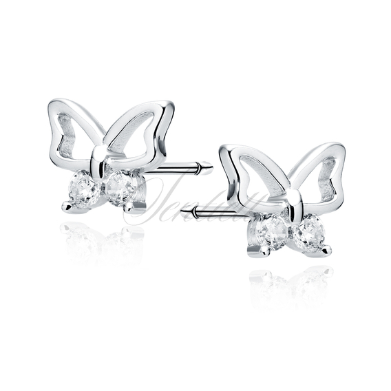 Silver (925) earings - butterfly with white zirconias
