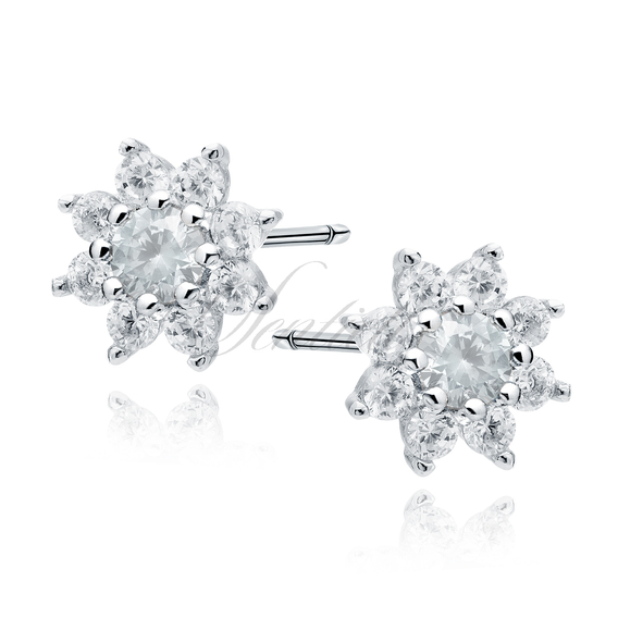 Silver (925) earings - flower with white zirconias