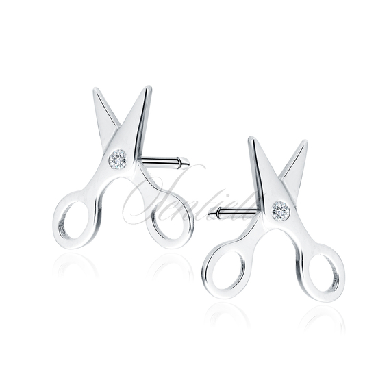 Silver (925) earings - scissors with white zirconias