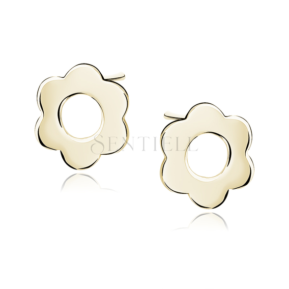 Silver (925) earrings celebrity, gold - plated flowers