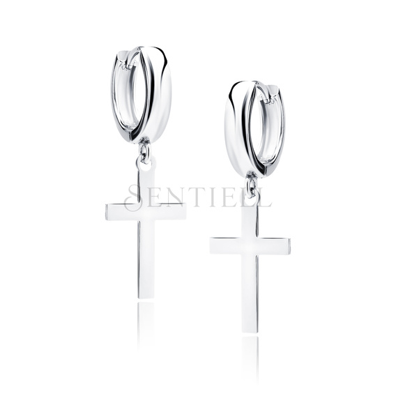 Silver (925) earrings - circle with cross