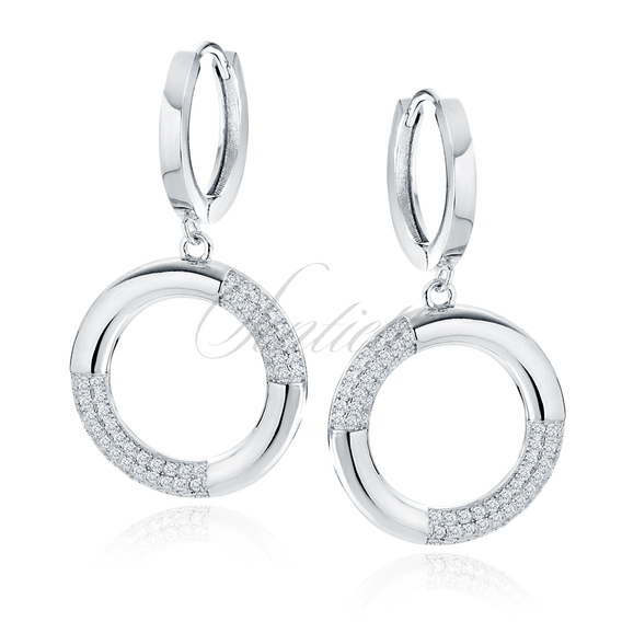 Silver (925) earrings circles with white zirconias