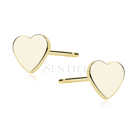 Silver (925) earrings - gold-plated hearts