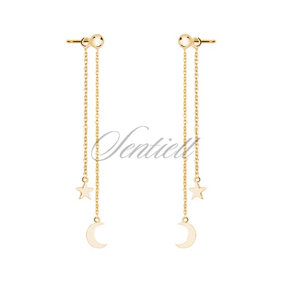 Silver (925) earrings - gold-plated moon and star