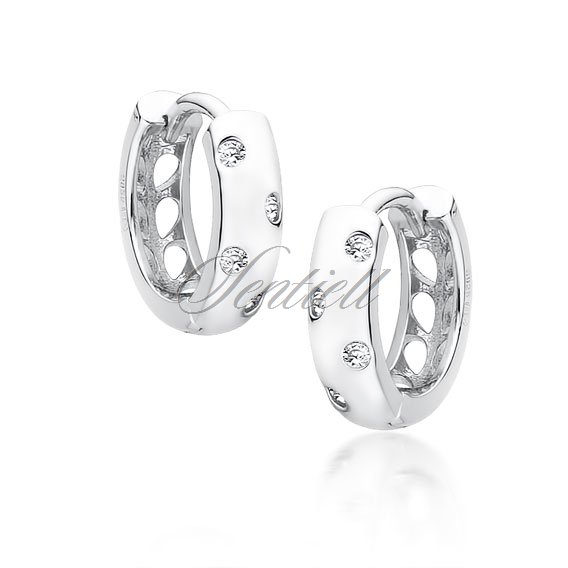 Silver (925) earrings hoop with white zirconias