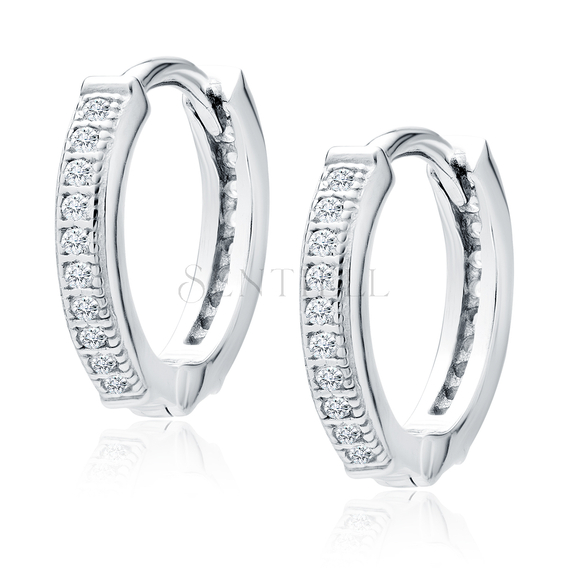 Silver (925) earrings hoop with zirconia