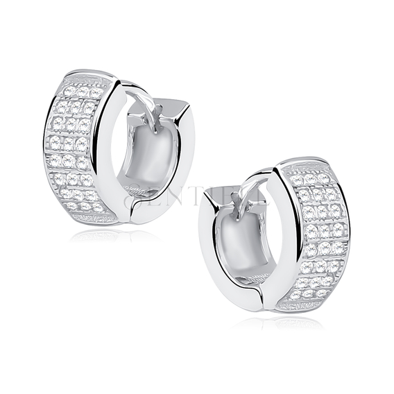 Silver (925) earrings hoop with zirconia