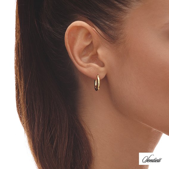 Silver (925) earrings hoops - highly polished, gold-plated