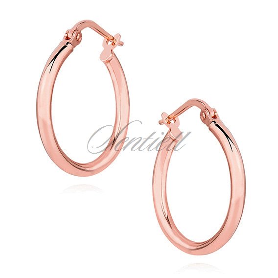 Silver (925) earrings hoops - rose gold-plated, highly polished