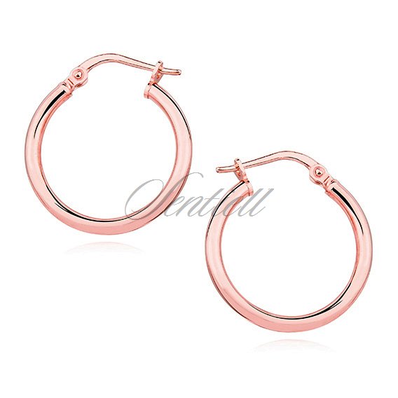 Silver (925) earrings hoops - rose gold-plated, highly polished