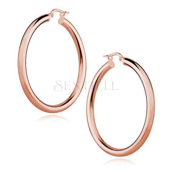 Silver (925) earrings hoops - rose gold-plated, highly polished
