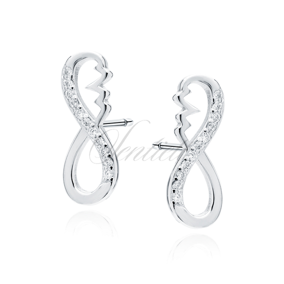 Silver (925) earrings infinity with pulse and white zirconias
