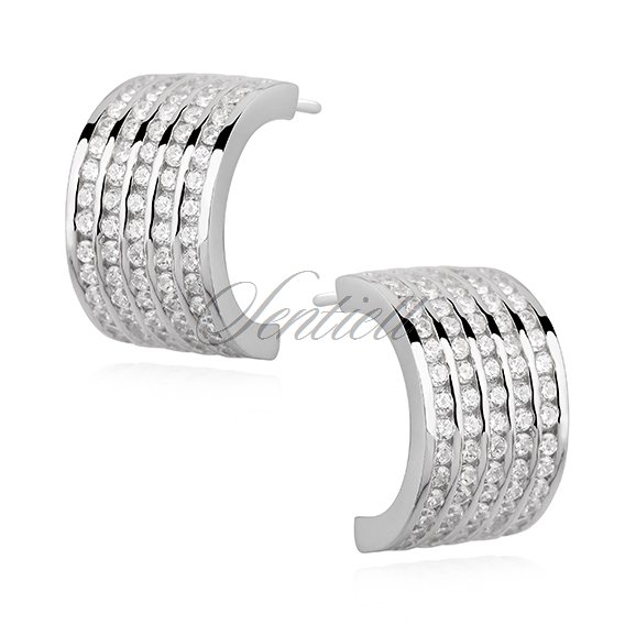 Silver (925)earrings open hoop with zirconia