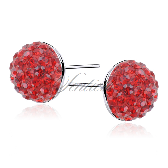 Silver (925) earrings red half ball 