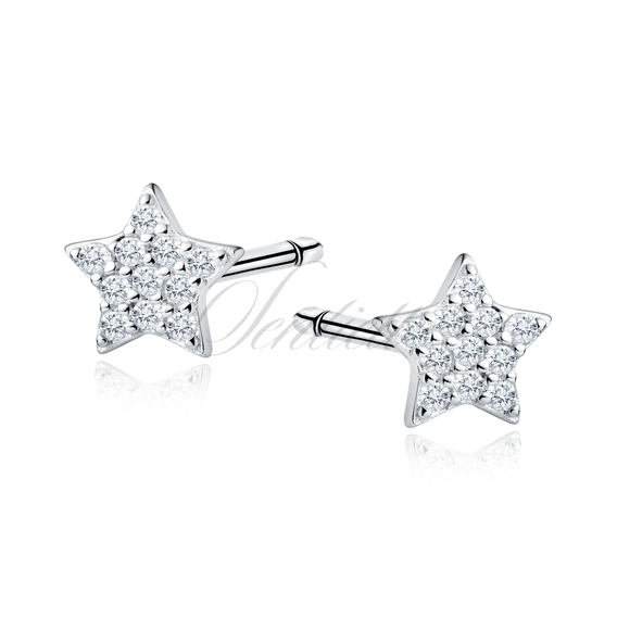 Silver (925) earrings stars with white zirconias