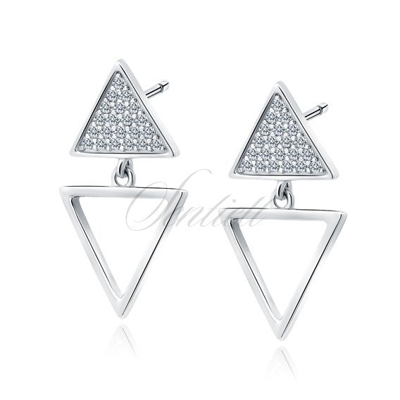 Silver (925) earrings triangles with zirconias