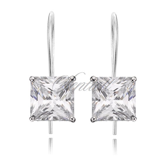 Silver (925) earrings white zirconia 6 x 6mm