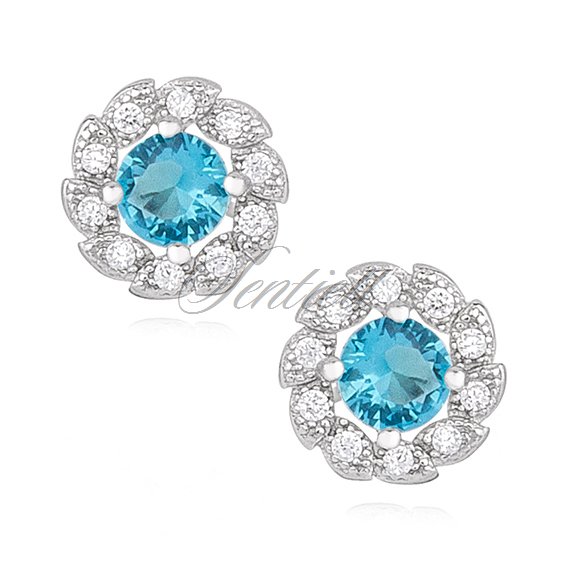 Silver (925) earrings with aquamarine zirconia