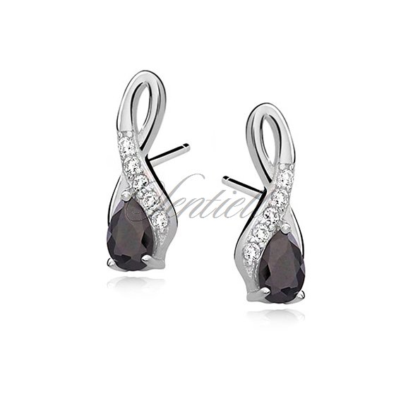 Silver (925) earrings with black zirconia