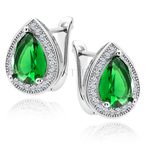 Silver (925) earrings with emerald zirconia