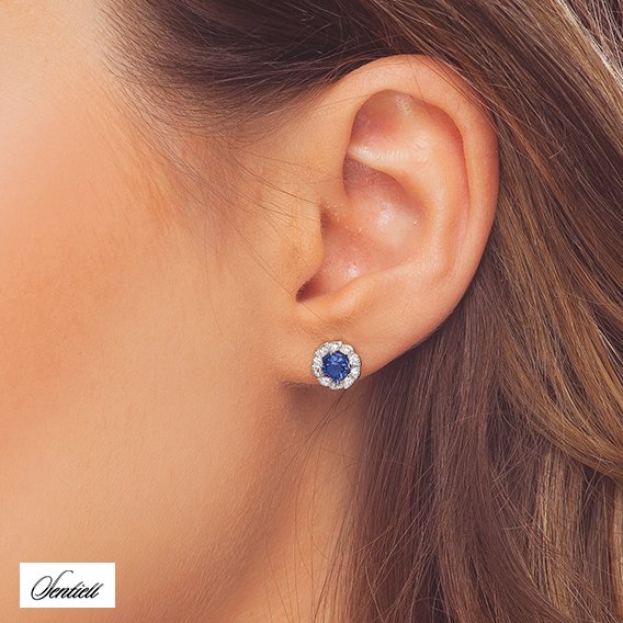 Silver (925) earrings with sapphire zirconia