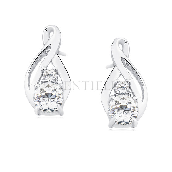 Silver (925) earrings with white zirconia