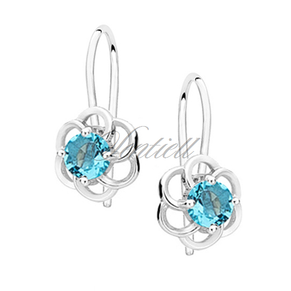 Silver (925) elegant earrings - flowers with aquamarine zirconia