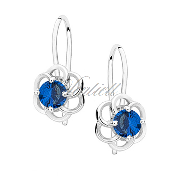 Silver (925) elegant earrings - flowers with sapphire zirconia