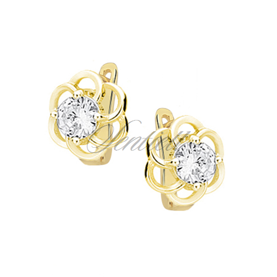 Silver (925) elegant earrings - gold-plated flowers with zirconia