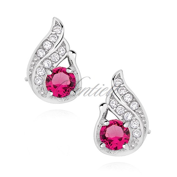 Silver (925) elegant earrings with ruby zirconia