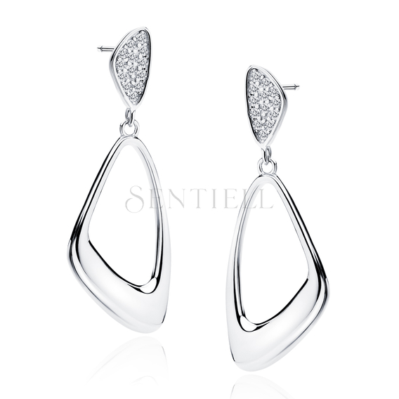 Silver (925) elegant earrings with white zirconias