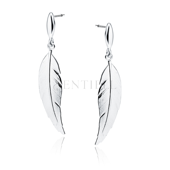 Silver (925) elegant feather earrings