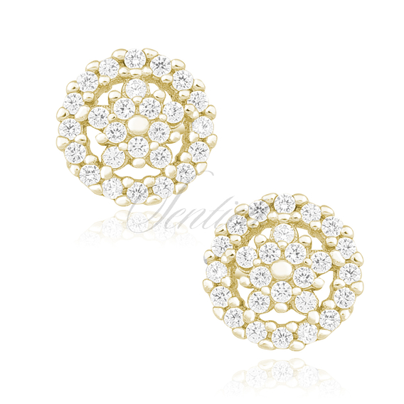 Silver (925) elegant gold-plated earrings with white zirconias