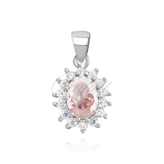 Silver (925) elegant pendant with rhodolite pink zirconia