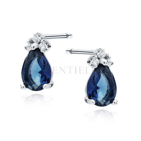 Silver (925) elegant round earrings with sapphire zirconia