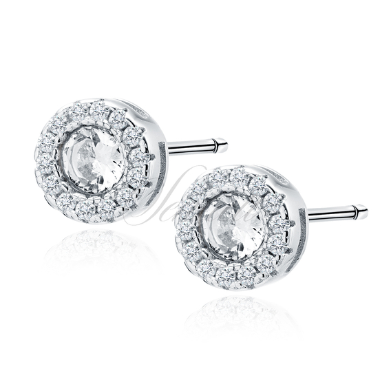 Silver (925) elegant round earrings with zirconia