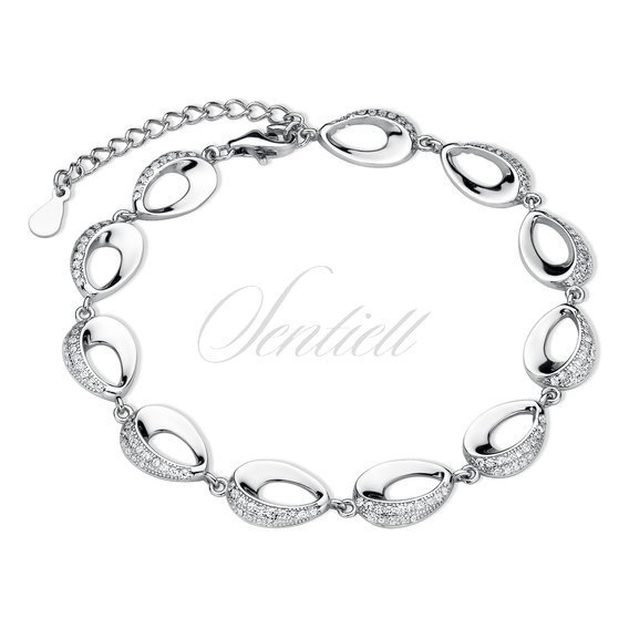 Silver (925) fashionable bracelet with white zirconia