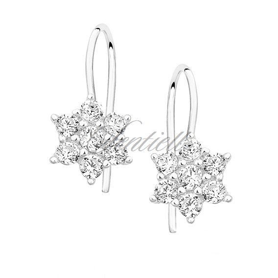 Silver (925) flower earrings with zirconia