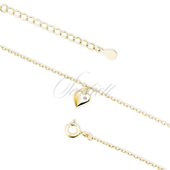 Silver (925) gold-plated anklet - heart with white zirconia