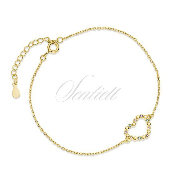 Silver (925) gold-plated bracelet - heart with zirconias
