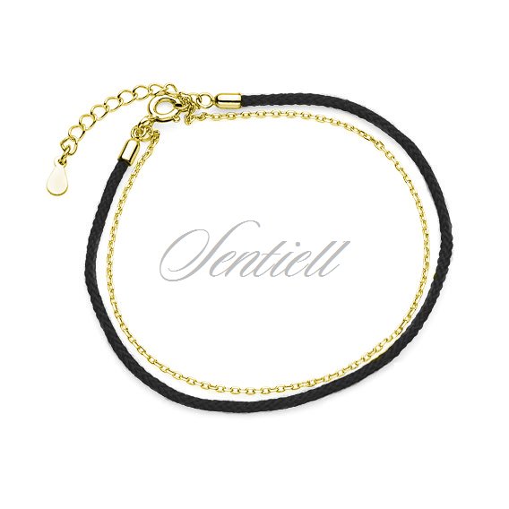 Silver (925) gold-plated bracelet with black cord
