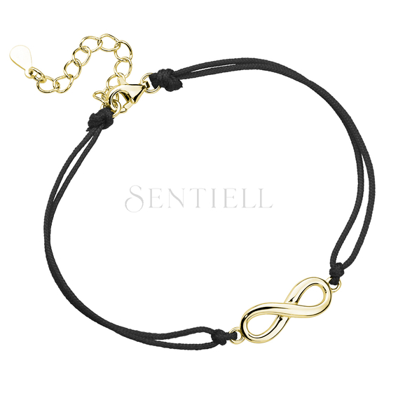 Silver (925) gold-plated bracelet with black cord and infinity