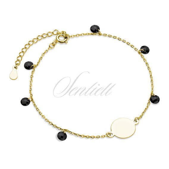 Silver (925) gold-plated bracelet with circle and black zirconias / spinels