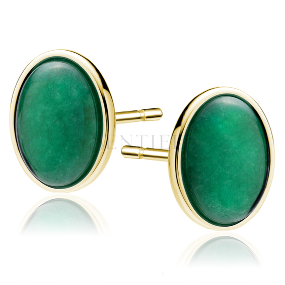 Silver (925) gold-plated earings with green jadeite