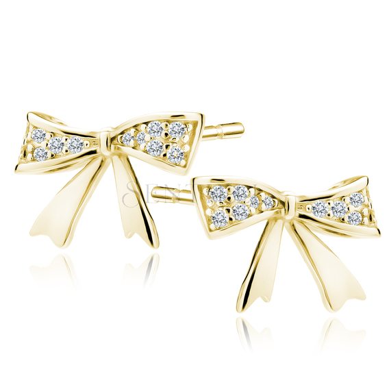 Silver (925) gold-plated earrings bows with zirconias