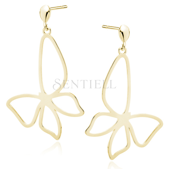 Silver (925) gold-plated earrings - butterfly